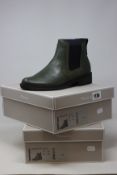 Three pairs of ladies' boxed as new Tamaris Hayden Chelsea Boots in olive green (EU 39).
