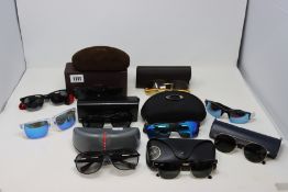 Ten pairs of pre-owned branded sunglasses.
