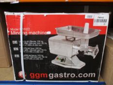 One boxed as new GGM Gastro meat mincing machine (Model: FWH22).