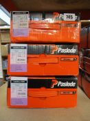 Three Paslode 141210 IM350 2.8mm x 63mm Galv Nails x 3300 with 3 fuel cells (Some damage to boxes).
