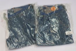 Five pairs of as new Moon Climbing denim Capri indigo shorts (All S).