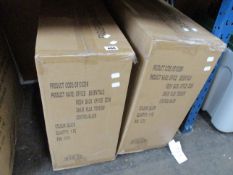 Two boxed as new Office Essentials Mesh Back Office Chairs in black (OE1002BK).