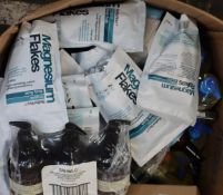 A box of as new toiletries and cosmetics.