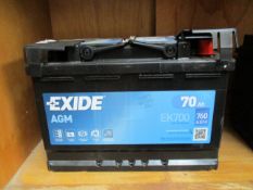 An Exide AGM EK700 car battery (12 Volt 70 Ah).
