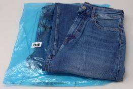 Two pairs of as new Pepe Jeans, one x Violet and one x Lexa Sky High, both size 27.