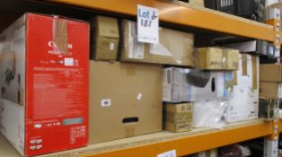 A quantity of assorted new and pre-owned printers, printer parts and cartridges to included HP,