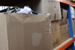 Six boxes of clothing and related items.