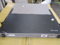 A pre-owned Leviton OPT-X UHDX 1RU Fiber Enclosure (Untested, sold as seen).