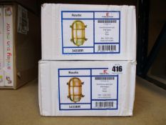Six boxed Nautic solid brass wall lights (3433BR).