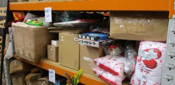 One shelf of miscellaneous items to include smoke/carbon monoxide alarms, LaFinesse novelty