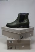 Three pairs of ladies' boxed as new Tamaris Hayden Chelsea Boots in olive green (EU one pair 41, two