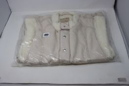 Three as new 'We The People' beige denim vest with fur size XS.