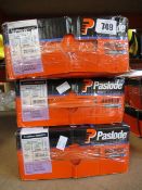 Three Paslode 141070 3.1 x 90mm Galv Plus round smooth shank nails x 2200 with 2 fuel cells (Some