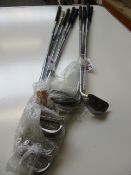 Nine Project X 5.5 Steel Taper Tip iron set shafts in various golf clubs to include 9 iron, wedge