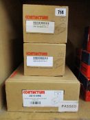 A Contactum Defender 10 Way Metal Split Load Consumer Unit (DS1018MS) and two Contactum 2 Way