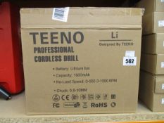 Five as new TEENO LD-5819 Cordless Drill Sets with two Lithium Ion Batteries 1500mAh, 25-pcs