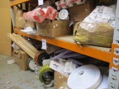 Two shelves of miscellaneous, mainly industrial related items.