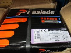 Two as new Paslode 141070 IM360 3.1 x 90mm Smooth Galvanised Plus nails (2200pk, two fuel cells).
