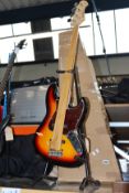 A Harley Benton JB-75 SB Vintage Series bass guitar (Slightly damaged).