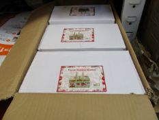 Eight boxed as new Leonardo Collection wooden floral sewing basket.