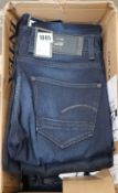 Nine pairs of ladies as new G Raw jeans in various styles, colours and sizes.