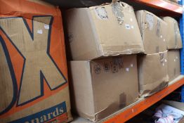 Seven boxes of assorted as new branded clothing and related items.