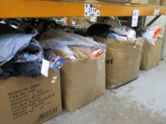 Four boxes of miscellaneous items to include stationery, clothing, toiletries and hand tools.