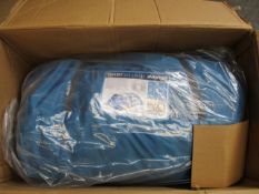 A boxed as new Vango Odyssey 800 Deluxe tent in sky blue.