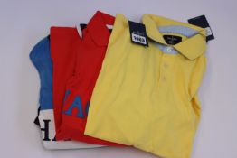 Five items of as new Hacket London clothing including multi colour polo shirt size 15/16 yrs, red