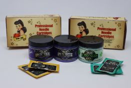 Three as new Ink-eeze purple glide tattooing ointment (3 x 6oz), three as new Ink-eeze CBD Glide