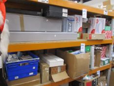 A large quantity of electrical parts and accessories to include Eaton Memshield electric cabinets