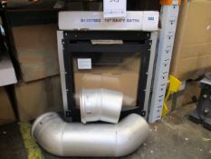 A Kohlangaz Durlston glass fronted balanced flue gas fireplace with brushed steel fret (Requires