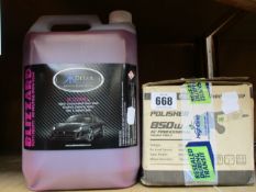 One boxed Galax Pro Polisher 6840P and two Krystal Kleen Detail Blizzard Tutti Frutti Snow Foam.