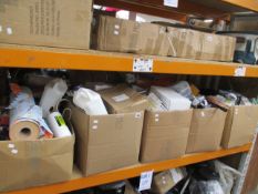 Five boxes of miscellaneous items to include tools, toiletries and BT phones.