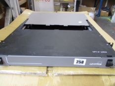 A pre-owned Leviton OPT-X UHDX 1RU Fiber Enclosure (Untested, sold as seen).