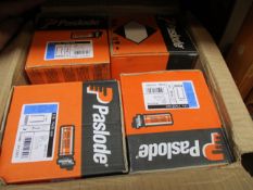 Four boxes of as new Paslode 12302 13x51mm staples and fuel packs for IM200 S16 Gas Stapler (Best