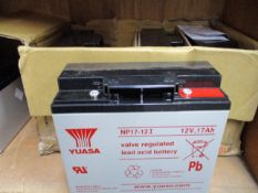 Four boxed as new Yuasa NP17-12I 17Ah 12V batteries.