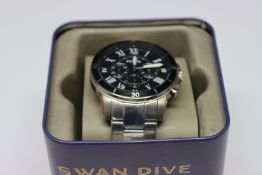 A boxed as new Fossil stainless steel watch (FS5236).