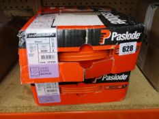 Two as new Paslode 141234 IM350 3.1mm x 90mm Galvanised Nails (2200 and two fuel cells).
