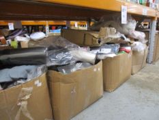 Four boxes of miscellaneous items to include stationery, toiletries and hand tools.