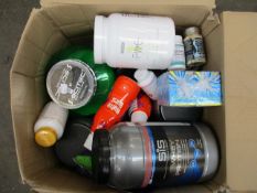 A quantity of miscellaneous fitness supplements and related items to include one Scitec Nutrition
