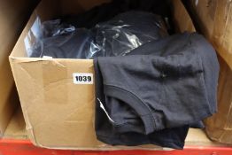 A quantity of Fruit of the Loom plain black T-shirts.