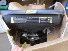 A Moose Utility Division electric dry material broadcast spreader.