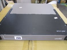 A pre-owned Leviton OPT-X UHDX 1RU Fiber Enclosure (Untested, sold as seen).