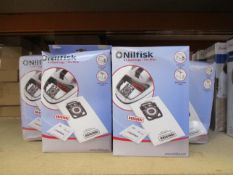 Fourteen boxed as new Nilfisk Dustbags with Pre-Filter (Four pack).
