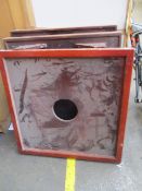 A mahogany glass top coffee table, a folding table, a mahogany coffee table, a round side table,