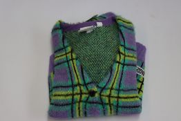Three as new Ragged jeans fluffy knit check cardigans (All S - RRP £50 each).