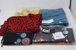 Five as new items to include: Desigual black with floral decorations wallet (19SAYF08. Small mark on