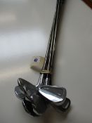 A set of seven pre-owned Mizuno MP-18 right handed golf clubs.