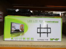 A large quantity of LED LCD PDP flat television wall mounts (Approximately 24 items).